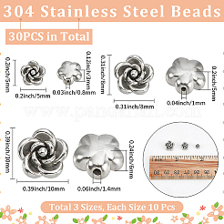 30Pcs 3 Styles 304 Stainless Steel Beads&nbsp;STAS-PA0001-15