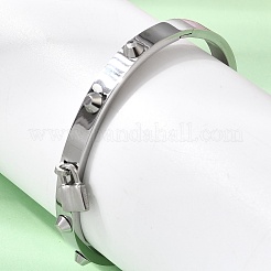 304ステンレススチールチャームバングル  女性用スパイク付きヒンジバングル  ロック  ステンレス鋼色  内径：2.36x1.99インチ（6x5.05cm）&nbsp;BJEW-H644-12P