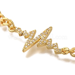 Heartbeat Brass Micro Pave Cubic Zirconia Card Paper Chain Bracelets for Women&nbsp;BJEW-L696-008G