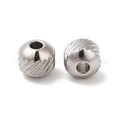 変色しない201ステンレススチールビーズ  ラウンド  ステンレス鋼色  6mm  穴：2mm&nbsp;STAS-H214-29C-P-1