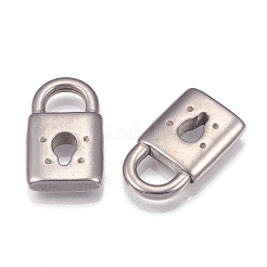 変色しにくい304ステンレススチールペンダント  南京錠  ステンレス鋼色  20x12x3.5mm  穴：5x6mm&nbsp;STAS-H109-27B-P