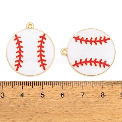 メッキ合金エナメルチャームラック  ゴールドカラー  野球の魅力  ホワイト  28x24.5x2.5mm  穴：1.6mm&nbsp;ENAM-R147-13E-G-01