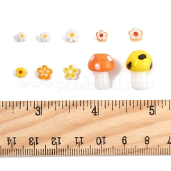 156個 10種類の手作りミルフィオリガラスビーズ  花＆キノコ  ミックスカラー  3.7~16x2.5~12mm  穴：1~2mm&nbsp;LAMP-FS0001-32
