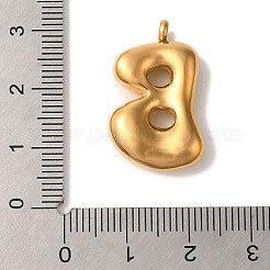 イオンプレーティング（IP）304ステンレスペンダント  バルーンレターチャーム  ゴールドカラー  文字B  25.5x15.5x6mm  穴：2mm&nbsp;X-STAS-M017-08G-02