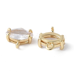 Brass Pave Cubic Zirconia Connector Charms&nbsp;KK-F892-53G-12