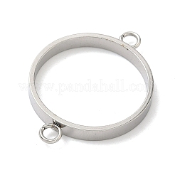 304ステンレススチール製オープンバックベゼルコネクタチャーム  UVレジンDIY用  エポキシ樹脂  プレスジュエリー  フラットラウンド  ステンレス鋼色  22x30x3mm  穴：2.5mm  内径：20mm&nbsp;STAS-B126-05E-P