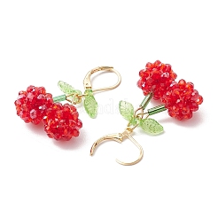 Acrylic Glass Cherry Leverback Earrings&nbsp;EJEW-MZ00444