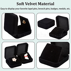 ベルベットのジュエリーギフト収納ボックス  長方形  ブラック  5.85x5.35x2.35cm&nbsp;CON-CY0001-01B-01