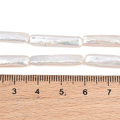 天然バロックケシパールビーズ連売り  培養された淡水パールビーズ  長方形  グレード6a+  ホワイト  25x4mm  穴：0.5mm  約16~17個/連  15.47''（39.3センチメートル）&nbsp;PA-CBAFEE8-01