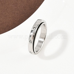 304 Stainless Steel Rhinestone Rotating Finger Rings&nbsp;RJEW-A074-01C-P