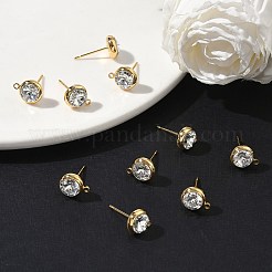 シェグレース 真鍮製ラインストーン フラットラウンドスタッドピアス金具  カドミウムフリー＆ニッケルフリー＆鉛フリー  カン付き  18KGP本金メッキ  10x8mm  穴：1.2mm&nbsp;XGR0099G-120G