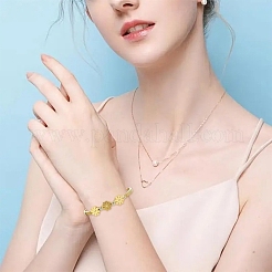 1個調節可能なフラワー真空メッキ304ステンレススチールバングル女性用  ゴールドカラー  内径：1-3/4x2-3/8インチ（4.6x5.9cm）&nbsp;BJEW-YW0001-16