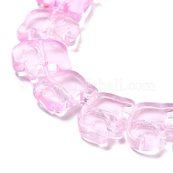 透明ガラスビーズ連売り  象  パールピンク  10x12x3mm  穴：1mm  約45~48個/連  14~14.5インチ（36~37cm）&nbsp;GLAA-F114-03C