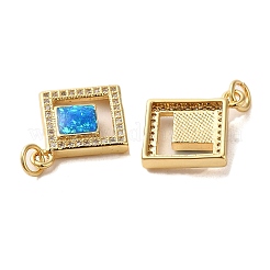 Brass Micro Pave Cubic Zirconia with Synthetic Opal Pendants&nbsp;KK-D096-17G