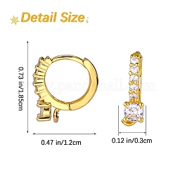 10Pcs Brass Micro Pave Clear Cubic Zirconia Hoop Earring Findings&nbsp;ZIRC-SZ0005-14