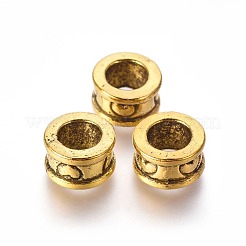 チベット風合金ヨーロピアンビーズ  大穴ビーズ  コラム  アンティーク黄金  8x4.5mm  穴：4.5~5mm&nbsp;GLF10451Y-NF