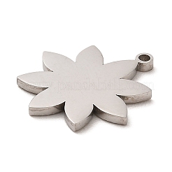 変色しない304ステンレススチールペンダント  花のチャーム  ステンレス鋼色  18.5x16x1mm  穴：1.2mm&nbsp;LS-STAS-E199-03P