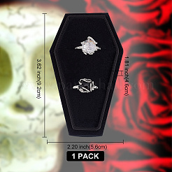 Halloween Theme Coffin Shaped Velvet Finger Ring Boxes&nbsp;VBOX-WH0015-01A