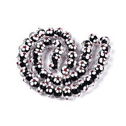 手作りランプワークビーズ  花とロンデル  ブラック  13~15.5x9~10mm  穴：1.2~2mm&nbsp;LAMP-Q039-04A