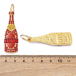 亜鉛合金エナメルフープピアス  ラインストーン付き  304ステンレスピン  ワインボトル  ゴールドカラー  60x16mm&nbsp;EJEW-Z088-01G