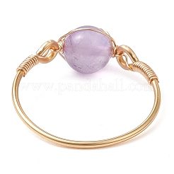 Round Natural Rose Quartz & Carnelian & Lapis Lazuli & Green Aventurine & Amethyst Finger Rings&nbsp;RJEW-JR00816