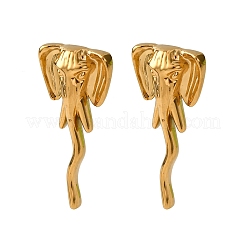 304ステンレススチール製象のスタッドピアス  ゴールドカラー  29x13mm&nbsp;EJEW-A140-02G
