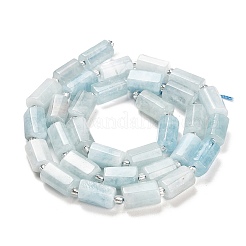 天然石アクアマリンビーズ連売り  シードビーズで  ファセット列  9~11x6~7.5x6~7.5mm  穴：1.2mm  約30個/連  15.16~15.55インチ（38.5~39.5cm）&nbsp;G-G068-A30-01
