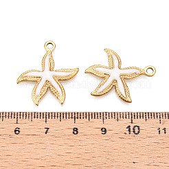 304ステンレスペンダント  エナメル  ヒトデのチャーム  18KGP本金メッキ  イオンプレーティング（ip）  ホワイト  25x22x3mm  穴：2mm&nbsp;STAS-N107-07A-G
