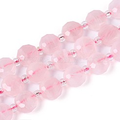 天然マダガスカル ローズクォーツビーズ連売り  フラットラウンド  ファセットコインビーズ  シードビーズで  8~9x8~9x5~6mm  穴：1~1.2mm  約19~20個/連  7.48~7.68''（19~19.5センチメートル）&nbsp;G-B153-B20
