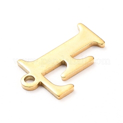PVD真空メッキ304ステンレススチールチャーム  レーザー切断  アルファベット  ゴールドカラー  文字.f  12.5x8x0.7mm  穴：1mm&nbsp;STAS-H112-F-G