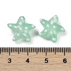 手作りランプワークビーズ連売り  水玉模様の星  ターコイズ  13~14.5x15~15.5x6.5~7mm  穴：1.2mm  約29~30個/連  35.6~37.5cm&nbsp;LAMP-I027-09C