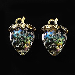 透明なアクリルパーツ  イチゴのチャーム  透明  32x23x14.5mm  穴：2.5mm&nbsp;MACR-K335-04A-01