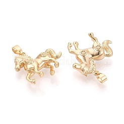 真鍮チャーム  馬のチャーム  18KGP本金メッキ  19.5x19x6.5mm  穴：4.5x2mm&nbsp;KK-T081-13G