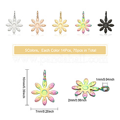70個5色304ステンレスペンダント  花  ミックスカラー  10x7x2mm  穴：1mm  14個/カラー&nbsp;STAS-CA0001-67