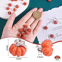 30 ピース パンプキン チャーム ペンダント 感謝祭 パンプキン チャーム 合金 エナメル チャーム ジュエリー ネックレス ブレスレット イヤリング 工芸品  オレンジ  10x12mm  穴：1.5mm&nbsp;JX294A