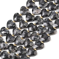 天然ラルビカイトビーズ連売り  多面カットハート  シードビーズで  13~13.5x14~14.5x6~6.5mm  穴：1~1.2mm  約28個/連  15.67インチ（39.8cm）&nbsp;G-P592-B05-01