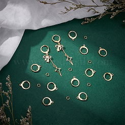 304ステンレススチールフレンチフックピアス金具  丸カン付き  24KGP本金メッキ  14.5x12mm  穴：1.2mm  ピン：0.8x1mm&nbsp;STAS-UN0063-64