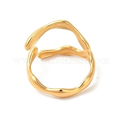 イオンプレーティング(IP) 304 ステンレススチール カフ フィンガー リング  女性用ブランチリング  18KGP本金メッキ  3.5~16mm  内径：usサイズ6 3/4（17.1mm）&nbsp;RJEW-E063-32G