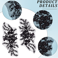 3D Flower Polyester Embroidery Sew on Appliques&nbsp;DIY-WH20010-35B-01