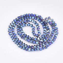 電気メッキガラスビーズセット  多面カット  ラウンド  ブルー  4~4.5x3.5mm  穴：1mm  約94~97個/連  30~32cm&nbsp;X-EGLA-S176-07B-B01