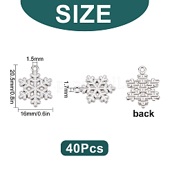 40本合金エナメルペンダント  クリスマスのために  スノーフレーク  プラチナ  ホワイト  20.5x16x1.7mm  穴：1.5mm&nbsp;ENAM-SC0002-71