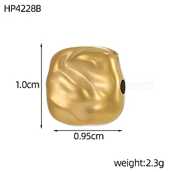 304ステンレススチールビーズ  イオンプレーティング（ip）  不規則な正方形  18KGP本金メッキ  10x9.5mm  穴：2mm&nbsp;SA-OY003-52G