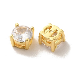Brass with Single Clear Cubic Zirconia Beads&nbsp;KK-H461-09A-G
