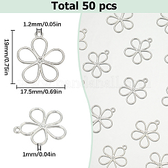 合金ペンダント  中空  花のチャーム  銀  19x17.5x1mm  穴：1.2mm  50個/箱&nbsp;FIND-SC0005-97