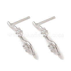 Brass with Clear Cubic Zirconia Stud Earring Findings&nbsp;LS-KK-G499-02P