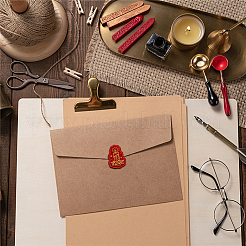 ワックスシーリング封筒ギフトシール  黄色の白檀と  キャンドル模様  89~90mm&nbsp;AJEW-WH0192-050
