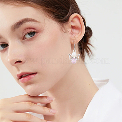 アクリル＆合金ペンダント  鉄パーツ  天使  ラウンド  アンティークシルバー＆プラチナ  ピンク  23x18x3mm  穴：3mm  100個/セット&nbsp;PALLOY-CA00011