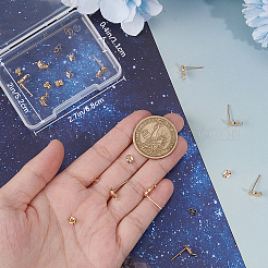 12Pcs Crescent Moon Brass Micro Pave Clear Cubic Zirconia Stud Earring Findings&nbsp;KK-BBC0009-89