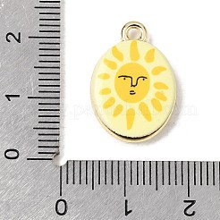 プリント合金ペンダント  楕円形のチャーム  長持ちメッキ  ラックめっき  ゴールドカラー  混合図形  20x14x4mm  穴：1.8mm&nbsp;ENAM-F160-02G