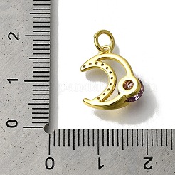 Moon Rack Plating Brass Micro Pave Cubic Zirconia Pendant&nbsp;KK-H485-33G-02